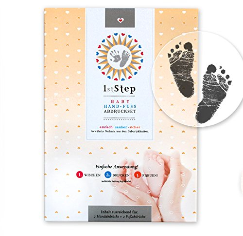 Set de impresión de bebé mágico – 14 x 10,5 cm (aprox. A6) – sin color, sin yeso, directamente sobre papel recubierto (6 unidades). DeBaby's 1st Step.