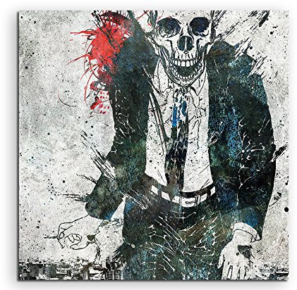 Dead Man Walking Street Art Leinwandbild in 60x60cm Made in Germany! Preiswerter fertig gerahmter Kunst-Druck zum Aufhängen - tolles und einzigartiges Motiv. Kein Poster oder Plakat!