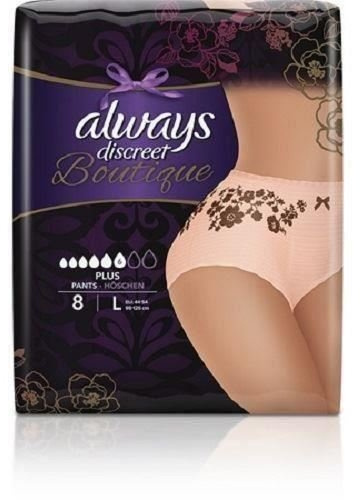 SIX Packs of Always Discreet Boutique Plus Pants 8 Large Pants