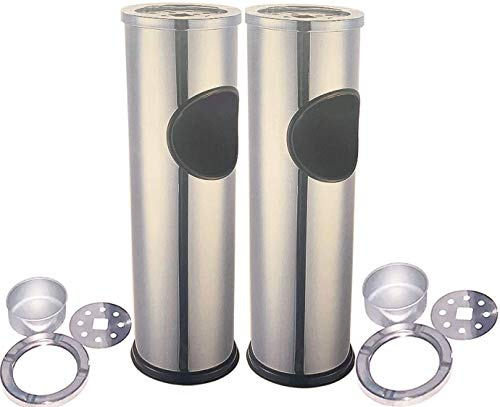 Papelera Metal Torre con Cubo Basura - Cenicero para Interior o Exterior - Pack 2 UDS - 14.5x 55 CM