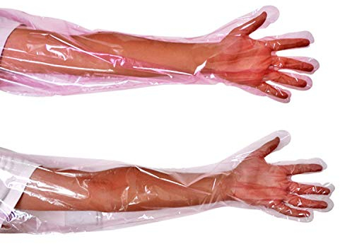 YouU Einweg-Handschuhe aus weichem Kunststoff mit langen Armen, Tierarzt-Untersuchung, künstliche Insemination Veterinärhandschuhe Für die Untersuchung Oder Besamung (50 Stück/pink)