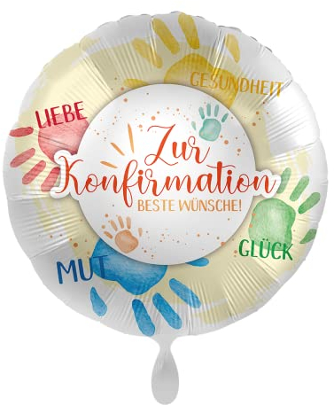 Unbekannt 1 Folienballon Konfirmation Hände Wünsche bunt 45 cm ungefüllt Ballongas geeignet