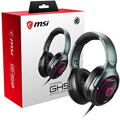 MSI Immerse GH50 7.1 Surround Sound RGB Mystic Light Metal Construction Folding Headband Design Gaming Headset, Large