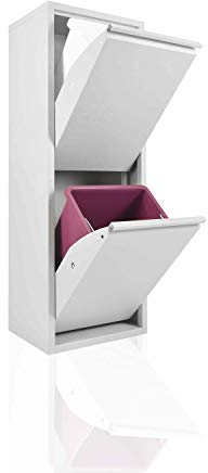 Betten-ABC Refina Mehrzweckschrank, Mülltrenner, platzsparend, aus pflegeleichtem Metall Farbe: Weiß, Größe 2 x 15 L