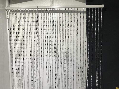LEONARDO ACRYLIC BEADED DOOR CURTAIN LP10 White Silver 90cm x 180cm