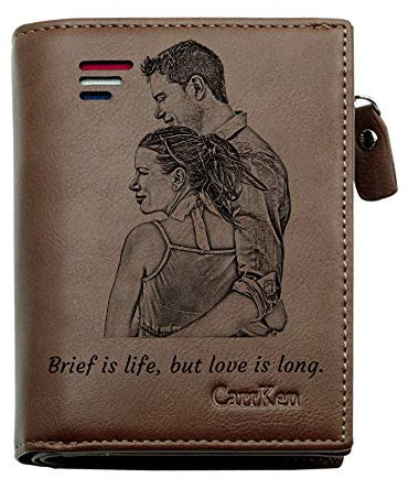DEABOLAR Portefeuilles Photo PersonnaliséS pour Hommes,GravéS, Cadeaux PersonnaliséS, PèRe, Maris, Et Fils