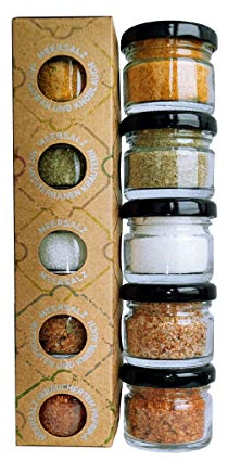 GLOSA MARINA - Sal Marina 5er Gourmet Salze Set No.3 - Meersalz aus Mallorca als ideales Gewürze Geschenkset Salzset (5x25g)