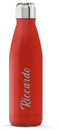 THE STEEL BOTTLE - Incisione a Laser su Bottiglia Termica in Acciaio Inox, Isolamento sottovuoto a Doppia Parete, capacità 500 ml, Chiusura Ermetica, Borraccia Portatile (Rosso)