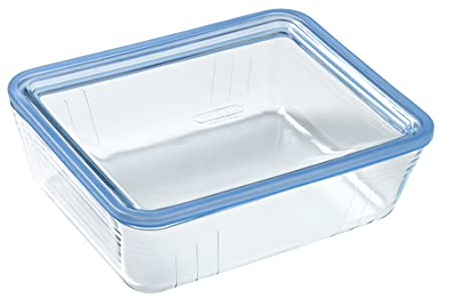 Pyrex Pure Glass - Recipiente Rectangular Hermético con Tapa 24X19X8Cm - 2,6L, Transparente, Estandar (5424006)