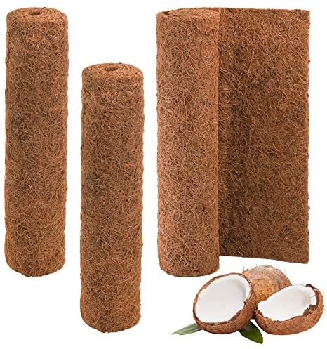 YOUEON 3Pcs Coconut Coir Liner Sheets 100 x 40 cm Coco Liner Roll Thick and Sturdy Coconut Fiber Mat Insulation Coconut Mat for Flowerpot Basket Gardening Pots Carpet Decor and More