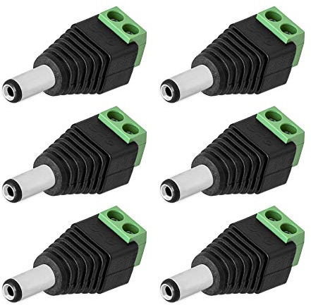 E.T 6X DC Stecker Hohlstecker Adapter 2,5 mm x 5,5 mm > Terminal Block 2 Pin Schraubklemmen