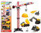 Dickie Toys-Volvo Baustellen-Spielzeug (9-teiliges Set)-für Kinder ab 3 Jahren, 1 Meter hoher Kran, 3 Baustellenfahrzeuge (Radlader, Bagger, Kipplaster), Sandspielzeug & Helm, Mehrfarbig (203724007)