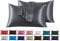 Satin Kissenbezug 40 x 80 cm 2 Stück- 100% Satin, Superweicher Kopfkissenbezug, Kissenhülle Dunkelgrau