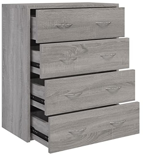 vidaXL Kommode mit 4 Schubladen Schubladenschrank Sideboard Schrank Mehrzweckschrank Aufbewahrungsschrank Beistellschrank 60x30,5x71cm Grau Sonoma