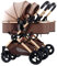 LEIYTFE Tandem Doppel-Kinderwagen-Abnehmbar Zu 2 Einzelkinderwagen, Zwillinge Kinderwagen Hohe Landschaft Sitz, Zwei-Wege-Kinderwagen,Unterer Ablagekorb (Color : Bruin)