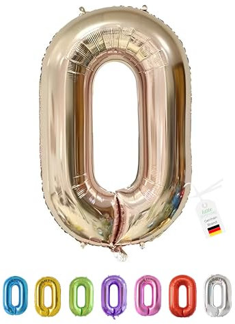 LITTLE BIRTHDAY | Zahlen Luftballon | Folienballon | Helium Gas Balloon Ballon | 101 cm | 0 1 2 3 4 5 6 7 8 9 in vielen Farben | Geburtstag | Kindergeburtstag | Deko | rose gold 0