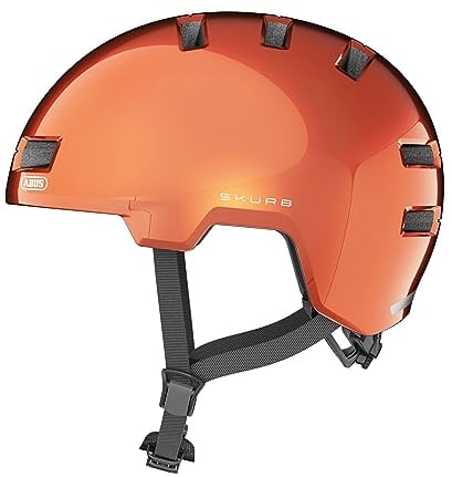 ABUS Stadthelm Skurb - Robuster Fahrradhelm für den Alltag, beim Skaten, BMX-Fahren oder Longboarden - Orange, Größe S