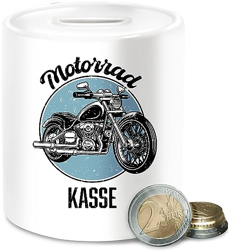 - Spardosen - Spardose Motorrad Kasse I Sparbüchse Motorrad Führerschein I Bike I Moped - Unisize - Weiß - Amerika Geschenkideen für Motorradfahrer Biker