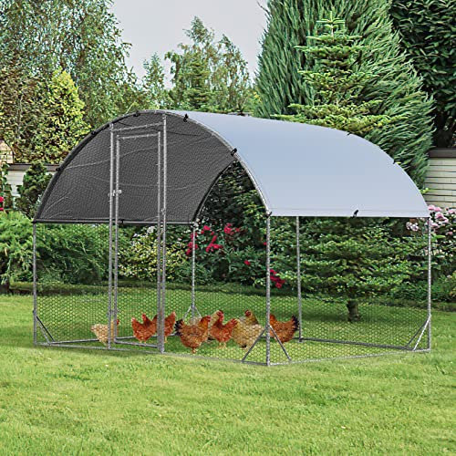 COSTWAY Pollaio per Galline da Esterno Grande, Gabbia per Galline in Metallo da Giardino con Copertura, per Polli, Conigli, Piccoli Animali (280 x 190 x 195 cm)