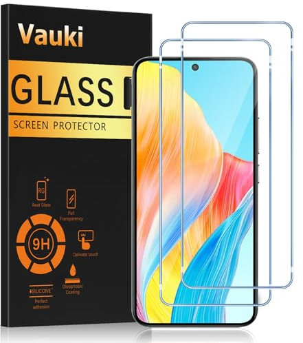 Vauki 2 Piezas Protector de Pantalla para Oppo A98 5G Cristal Templado Full HD Ultra Resistent 9H Dureza Antihuellas Sin Burbujas Antiarañazos Transparent Vidrio Película para Oppo A98 5G