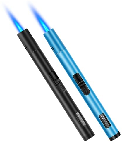LcFun 2 Stück Jet Feuerzeug, 6,5-IN Sturmfeuerzeug Jetflamme, Stabfeuerzeug Gas Nachfüllbar, Winddicht Langes Stabfeuerzeug für Grill, Kerzen, Camping, Kamin. (Verkauft ohne Butangas)