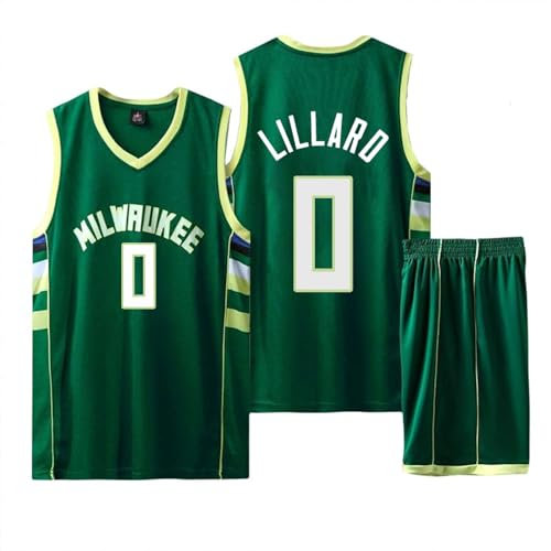Basketball Trikot Set für Kinder/Erwachsene - Shirt und Shorts, Ärmelloses Jersey, 2-Teiliger Anzug, T-Shirt Weste + Shorts Grün XL