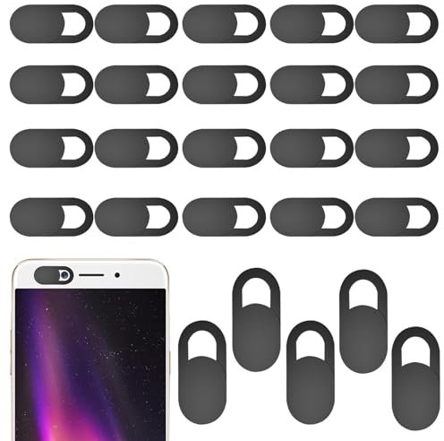 ZingNook 25pcs Webcam Cover Slider, Black Protect Privacy Webcam Cover,0.03in Ultra Thin Web Camera Cover Slide for Laptop Desktop PC Tablet Smartphone Computer