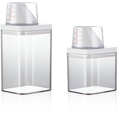 RYAN 2 Pezzi Multiuso Plastica Contenitore per Detersivo in Polvere Dosatore Detersivo Lavatrice con Misurino Contenitore Detersivo Lavatrice (700ml 1100ml)