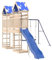 vidaXL Spielturm, Klettergerüst mit Dach Schaukeln Rutsche Brücke, Kinder Kletterturm Spiel-Zubehör für Garten, Holz Spielplatz Spielhaus, Massivholz Kiefer