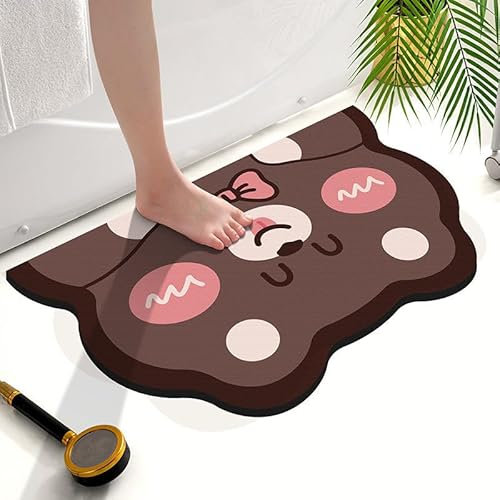 Badezimmerteppich 40X60Cm Cartoon Badteppich rutschfest Waschbar,Duschvorleger Schnelltrocknend,Stein Badematte,Diatomite Stone Bath Mat,Super Absorbierende Badvorleger