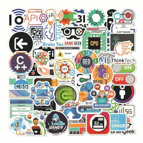 TVIVID 10/30/50pcs Funny Cartoon Programming Stickers Programmer Decals Skateboard Laptop Motorcycle Car Waterproof Sticker