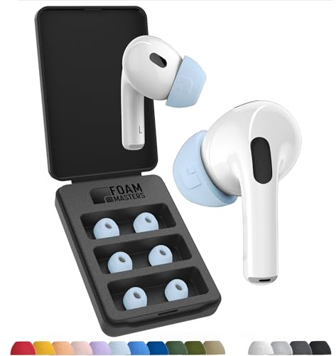 Foam Masters Ultra-Premium Memory Foam Ear Tips for AirPods Pro 1st & 2nd Gen | 3 Pairs | Black Magic Version 6.0 | Comfortable | Secure | Better Noise Cancellation | Replacement Buds