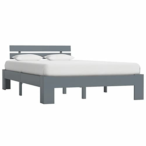 Iiaky Massivholzbett Bettgestell Bed Frame Bett Mit Bettkasten Hausbett Bett Massivholz Grau Kiefer 120x200 cm