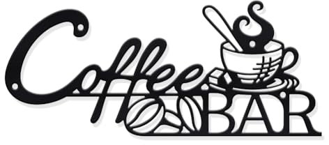 NBEADS Coffee Bar Metal Wall Decor, 12.1x28.2cm Coffee Bar Wall Hanging Coffee Bar Sign Wall Art for for Home Office Farmhouse Coffee Decorations Accessories, Black