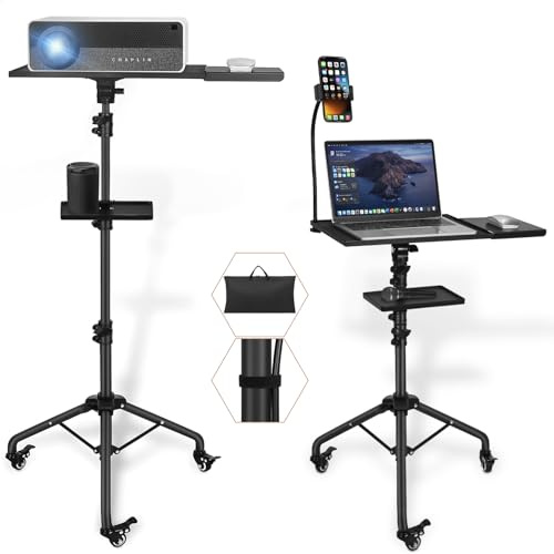 AKOZLIN Trípode para proyector, soporte para ajustable en altura y angulo | Soporte Plegable para Portátil, Trípode para Computadora Portátil, Apto para Portátiles, Tabletas y Proyectores