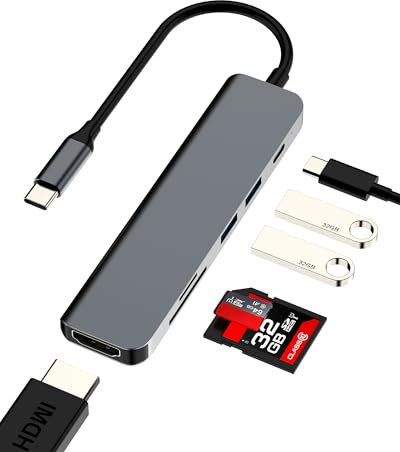 Adattatore USB C A HDMI(6in1)SD Micro SD Card Lettore USB OTG 3.0 MacBook Per iPad Tipo C Caricabatterie Per Apple iphone 16 15 Pro Max Compatibile Con Samsung PC Dock MultiPort Tastiera Mouse Station