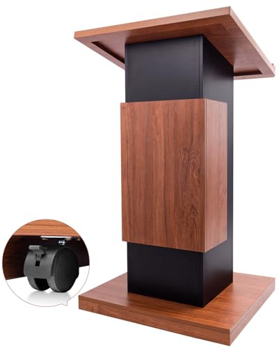 Podiumständer aus Holz mit 4 feststellbaren Rollen, 118 cm großer Rednerpult aus Holz mit Aufbewahrung, Holz-Kanzel mit Drahtloch, für Büro, Schule, Konferenzen, Restaurant, Meeting, Auditorium