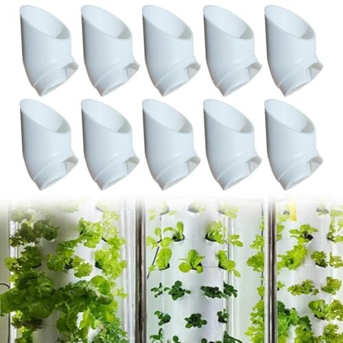 HpLive 10 Stück PVC Hydroponik Pflanzbecher Set, Platzsparende Vertikale Anbausysteme für Balkone, Gemüseanbau ohne Erde, 20x20x15cm, Weiß