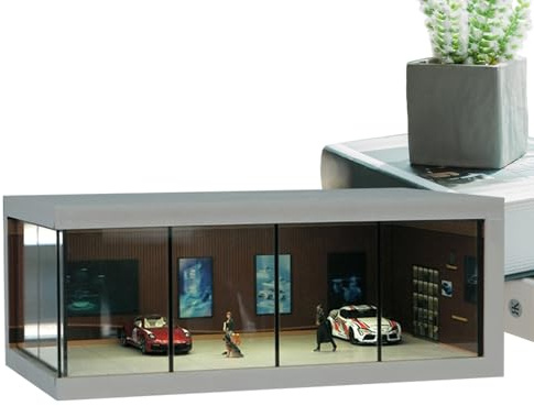 kinrguiyuez Auto Modell Aufbewahrungskoffer 1/64 Maßstab Auto LED Display Box Platzsparende Showcase Licht Fahrzeug Spielzeug Organizer für Display Schutz
