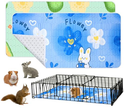 OPEYATOYS Meerschweinchen-Käfigeinlage, waschbar, wiederverwendbar, für Kaninchen, Bettwäsche, wasserdicht, für kleine Tiere, Hamster, Kaninchen, Eichhörnchen, Käfig, 61 x 120 cm, 2 Stück
