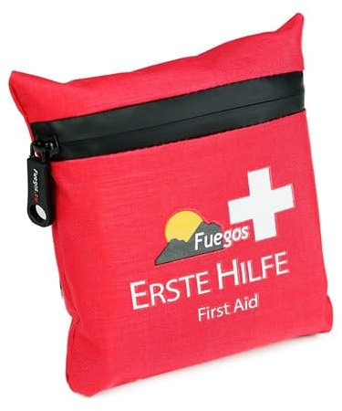 Fuegos Erste-Hilfe-Set für Waldarbeiter, Rote Tasche mit wasserfesten Reißverschluss, Kompakte Ausführung