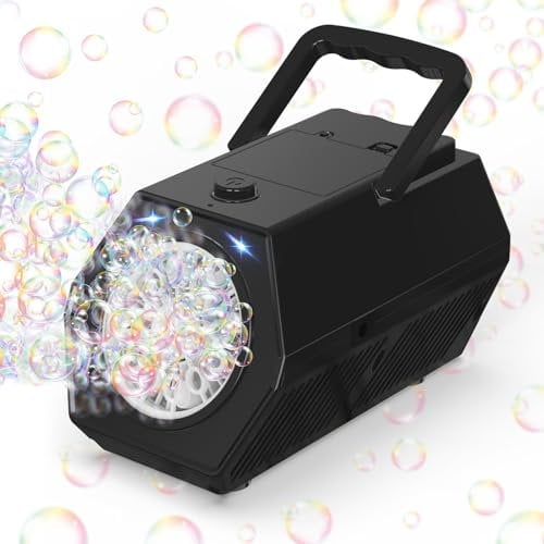 Machine à Bulles Portable Professionnelle,10,000 Bulles/Min, 2 Vitesses/USB Rechargeable+Réservoir 240ML Inclus, Machine à Bulles Jouets adaptée aux Enfants/Anniversaire/Mariage/Cadeaux