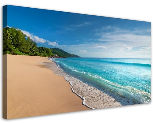 Feeby - Impression sur Toile - Déco Murale Pour le Salon et la Chambre - Plage tropicale Paysage marin - 80x40 1partie - Tableau Mural - Peintures sur Toile - Modern Canvas - Wall Art