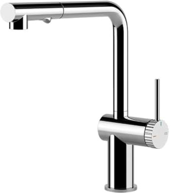 Gessi Rubinetto Miscelatore Monocomando, Canna Girevole, Doccetta Estraibile, Design Moderno, Cromo Gessi Inedito 60458/031