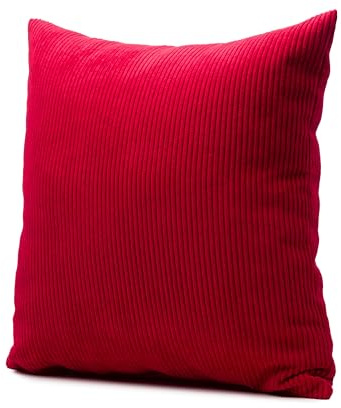 Gözze - Kissen Capri, Dekokissen in Feincord-Optik, Weiches Sofakissen mit Füllung, 100% Polyester, 60 x 60 cm - Rot