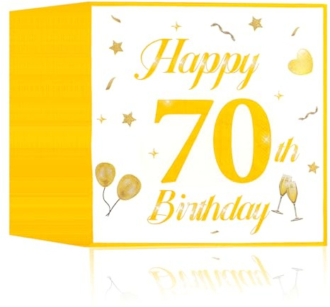 70.Geburtstagsdeko Servietten,40 Stück Papier Party Servietten Tischdeko Für 70. Geburtstag Männer Frauen,70. Papierservietten für Mann Frau Geburtstag Feier Jubiläum Tischdekoration-33x33cm