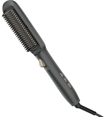 Infiniti PRO CONAIR Tension Control Straightening Brush, Heated Hair Straightener Brush with Tension Control Holds Hair in Place, Ionic Technology Adds Shine and Reduces Frizz, Gray