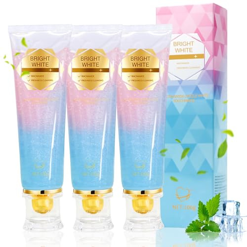 Puasok Ra-diant Whitening Zahnpasta 3 * 100g, Niacinamide Zahnpasta | Intensive Zahnaufhellung, Zahnpasta Weisse Zähne für Kaffee- & Teeflecken, Frischer Atem, Sanfte Pflege