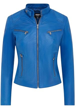 Women's Classic Real Leather Biker Moto Fashion Slim Fit Jacket