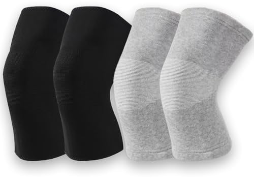 Canlaten·U Kniebandage für Männer Damen - Bambus Kompressionsbandage für Arthrose Athletics Sportbandage Kniestütze - Elastische Braces Pads Warmer Schutz Knie Unterstützung 2 Paar (Schwarz+Grau, XL)